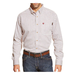 Men's Ariat FR Gauge Long Sleeve Button Up Shirt Small White Multi
