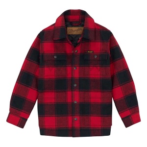 Kids' Wrangler Flannel Lined Long Sleeve Shacket Medium Red Buffalo