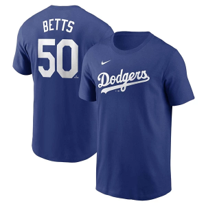 Los Angeles Dodgers Mookie Betts #50 Name & Number T-Shirt Small Blue
