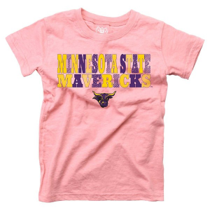 Minnesota State Mavericks Wes and Willy Girls' Pink Basic Logo Kids' T-Shirt XLarge Pink