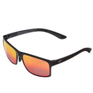 Men's Maui Jim Pokowai Arch Polarized Sunglasses Matte Black/Hawaii Lava