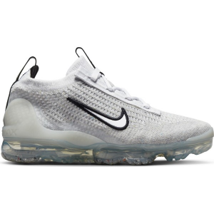 Boys' Nike Air VaporMax 2021 FK Shoes Big 5 Regular White/White-Black-Metallic Silver