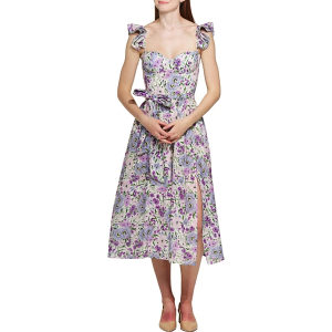 Women's DRESS FORUM Ruffle Sleeve Midi Dress Small Swift Lilac