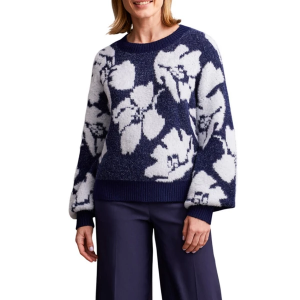 Women's Tribal Pullover Sweater Eyelash Yarn XSmall Sapphire
