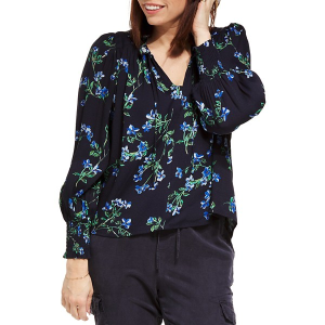 Women's DRESS FORUM Ruffle Sleeve Long Sleeve Blouse Medium Midnight Blue
