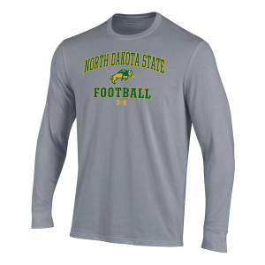 North Dakota State Bison Under Armour Performance Cotton Arched Football T-Shirt Medium Steel Heather