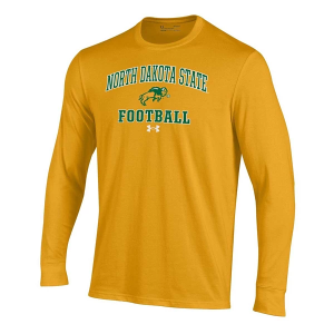 North Dakota State Bison Under Armour Performance Cotton Arched Football T-Shirt Large Steeltown Gold