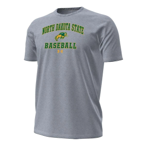 North Dakota State Bison Under Armour Performance Cotton Arched Baseball T-Shirt Large Steel Heather