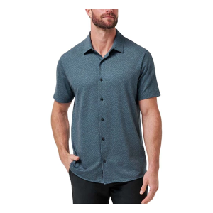 Men's TravisMathew Knit Featherweight Night Button Up Shirt Medium Mood Indigo/Vintage Indigo