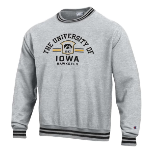 Iowa Hawkeyes Champion Crew Large Grey Heather Black