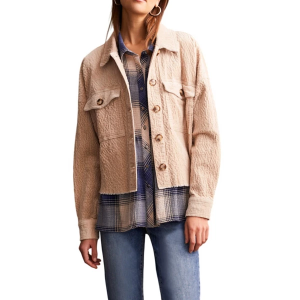 Women's Tribal Textured Cord Jacket Large Beige