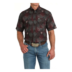 Men's Cinch Arenaflex Western Firework Print Button Up Shirt XLarge Black