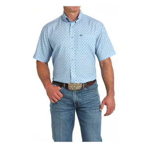 Men's Cinch Arenaflex Western Diamond Print Button Up Shirt XLarge Light Blue