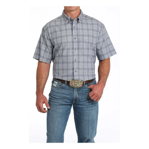 Men's Cinch Arenaflex Western Plaid Button Up Shirt Medium Grey Plaid