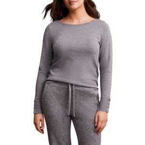 Women's Tribal Pullover Sweater Button Sleeve XSmall Charcoal