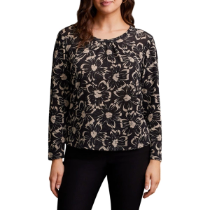 Women's Tribal Melange Knit Long Sleeve Shirt Medium Black