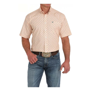 Men's Cinch Western Geometric Print Button Up Shirt Large Orange