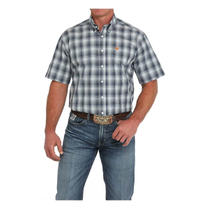 Men's Cinch Western Plaid Print Button Up Shirt XLarge Blue Plaid Print