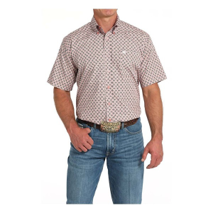 Men's Cinch Western Floral Geo Print Button Up Shirt Large Pink