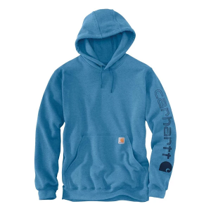 Men's Carhartt Loose Fit Midweight Logo Sleeve Graphic Work Hoodie Large Horizon Blue Heather