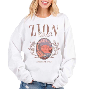Women's A. Blush Zion Utah Crewneck Sweatshirt Large White