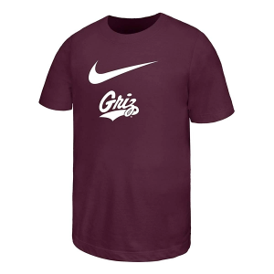 Montana Grizzlies Nike Swoosh Kids' T-Shirt Medium Maroon