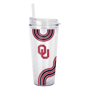 Logo Brands Oklahoma Sooners 22oz. Waves Double Wall Clear Tumbler