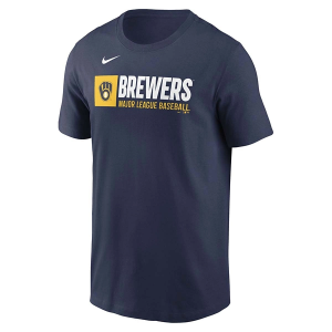 Milwaukee Brewers Team Lock Up T-Shirt Small Navy