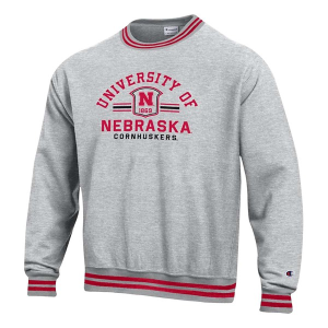 Nebraska Cornhuskers Champion Crew Small Grey Heather/Red
