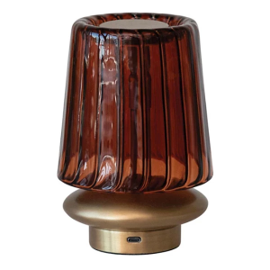 Creative Co-Op Recycled Glass & Metal Pleated LED Table Lamp w/ Touch Sensor