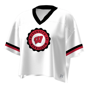 Wisconsin Badgers Under Armour Women's Armourfuse Shirzee Crop Medium White