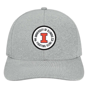 Illinois Fighting Illini Legacy Bowler Flexfit Hat S/M Heather Grey