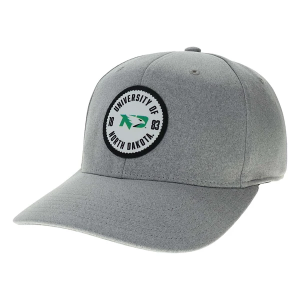 North Dakota Fighting Hawks Legacy Bowler Flexfit Hat M/L Heather Grey
