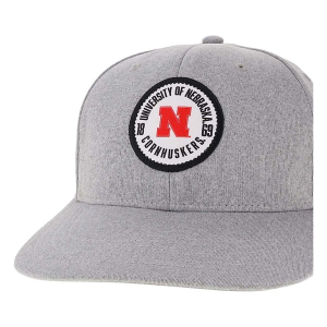 Nebraska Cornhuskers Legacy Bowler Flexfit Hat M/L Heather Grey