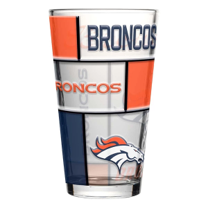 Logo Brands Denver Broncos Quilted Stained Pint Glass
