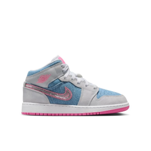 Kids' Air Jordan 1 Mid SE Sneakers Big 3.5 Regular Cobalt Bliss/Pink Glow/White