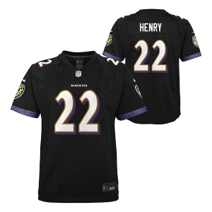 Baltimore Ravens Derrick Henry #22 Nike Alternate Game Kids' Jersey Medium Black