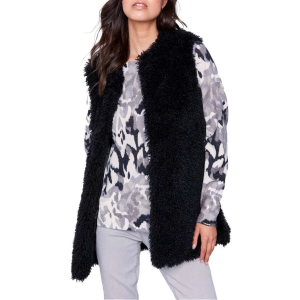Women's Charlie B Long Faux Fur Vest Large Black