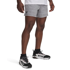 Men's Under Armour Project Rock Terry Shorts Large Mod Grey Medium Heather/Black