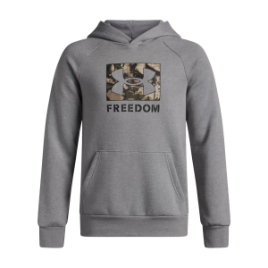 Boys' Under Armour Freedom Big Flag Logo Hoodie Small Steel Light Heather / Baroque Green