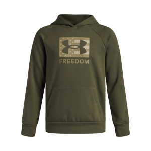 Boys' Under Armour Freedom Big Flag Logo Hoodie XLarge Marine OD Green / Federal Tan