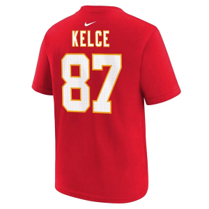 Kids' Kansas City Chiefs Nike Travis Kelce #87 Fuse Name & Number T-Shirt Small Red