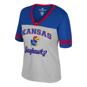 Kansas Jayhawks Colosseum Women's Second Choice T-Shirt Large Light Grey/Royal