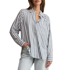 Women's Z Supply The Perfect Line Top Long Sleeve Button Up Shirt Large Boathouse