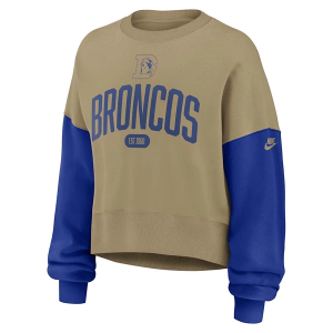 Women's Denver Broncos Nike Rewind Oversized Crewneck Small Brown