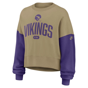 Women's Minnesota Vikings Nike Rewind Oversized Crewneck Small Brown