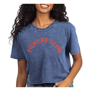 Illinois Fighting Illini Chicka-D Women's Coed Short and Sweet T-Shirt Medium Navy