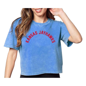 Kansas Jayhawks Chicka-D Women's Coed Short and Sweet T-Shirt Large Carbon