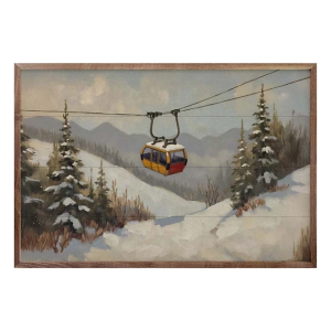 Kendrick Home Vintage Ski Lift In Mountains Sign