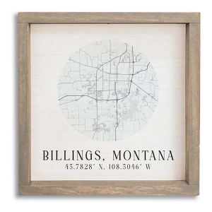 Rustic Marlin 12x12 City Map Grid Wall Art